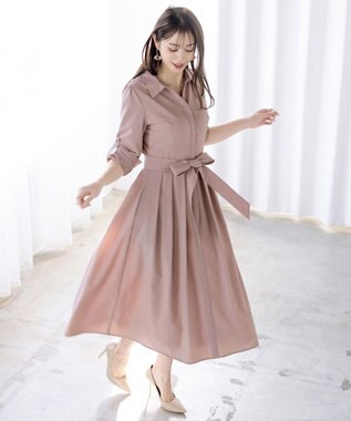 Tiaclasse 【洗える】シャツワンピース ピンク