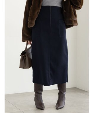 Te chichi メルトンジャージーナロースカート ネイビー
