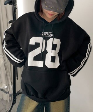 WEGO サイドラインナンバリングパーカー ブラック