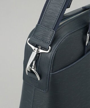 GOTAIRIKU 日本製【PELLE MORBIDA】型押しレザー ブリーフバッグ ネイビー系