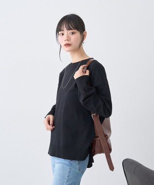 earth music&ecology 【洗濯機洗い可】レンチング(TM)エコヴェロ(TM)(チュニック) Black