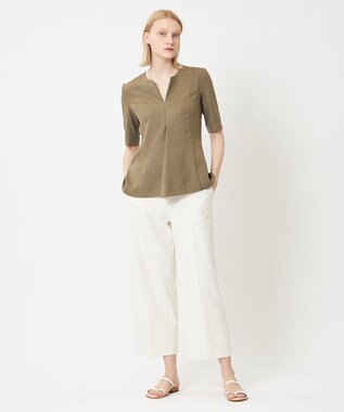 BEIGE， 【S-size】CAROLE / ペプラムブラウス Khaki×Sand