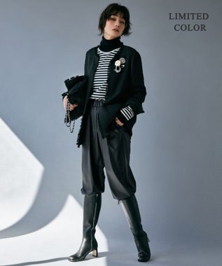 ICB L 【WEB限定カラーあり・洗える】 シンプルジャージー ロングスリーブTシャツ ブラックボーダー系［WEB限定］