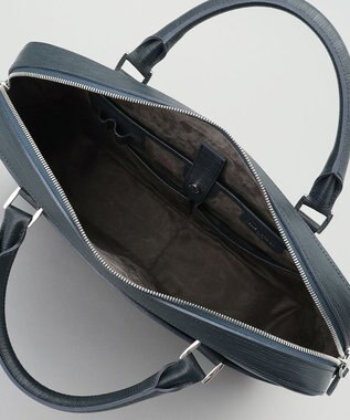 GOTAIRIKU 日本製【PELLE MORBIDA】型押しレザー ブリーフバッグ ネイビー系