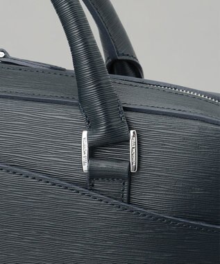 GOTAIRIKU 日本製【PELLE MORBIDA】型押しレザー ブリーフバッグ ネイビー系