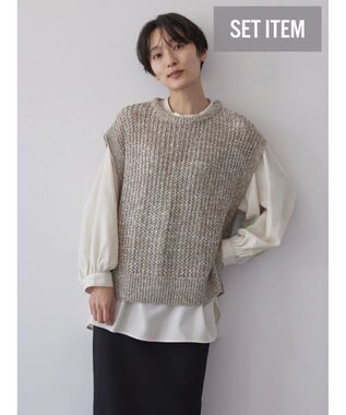 AMERICAN HOLIC ＳＥＴ　ボリュームスリーブシャツ＋ニットベスト Ivory