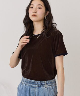 AMERICAN HOLIC シアーベロア配色プルオーバー Brown