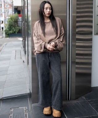 WEGO 【ユニセックス着用ITEM】バルーンクロップドプルオーバー ブラウン