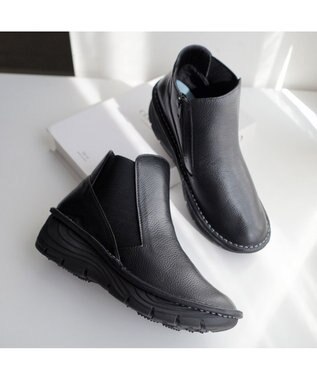 Pointer 本革超軽量サイドゴアショートブーツ ブラック