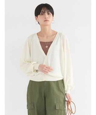 AMERICAN HOLIC 袖ボリュームショートニットカーディガン Ivory