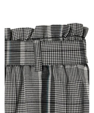 Green Parks 綿麻混バックルベルト付タイトスカート Check Black