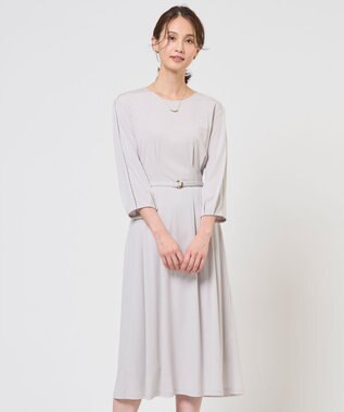 J.PRESS LADIES トリアセスムース フレア ワンピース ライトグレー系