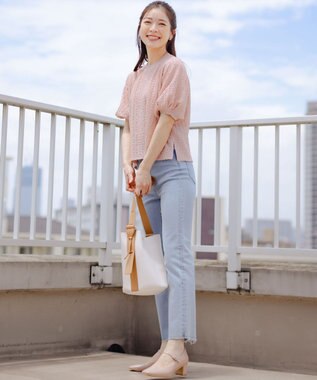 組曲 S レーシージャージーニットライク カットソー ピンク系