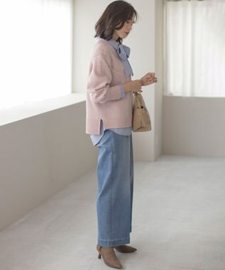 組曲 【WEB限定カラーあり】透かし編みバルキーハイネックニット ピンク系