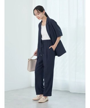 earth music&ecology リネンライクテーパードパンツ Navy