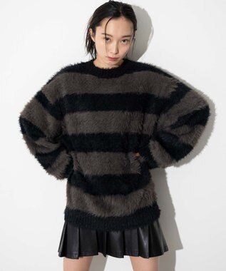 WEGO 【ユニセックスITEM着用】フェザーボーダープルオーバー ブラックボーダー