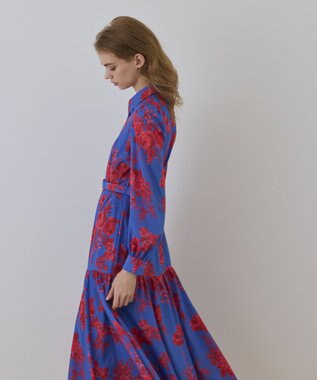 GRACE CONTINENTAL ブーケフラワープリントワンピース ブルー