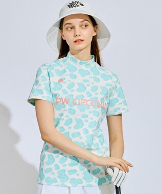 PW CIRCULUS 【永嶋花音プロ着用アイテム】【UV遮蔽率99.5% UVカット / 速乾 / ストレッチ】【WOMEN】アニマルドットモックT ゴルフウェア レディース ブルー系5