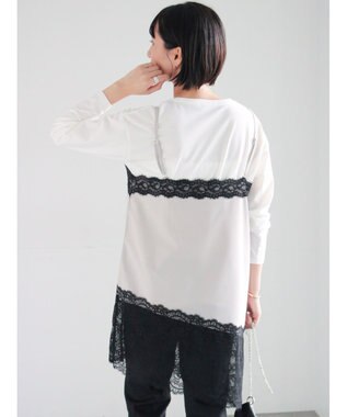 Te chichi イレギュラーヘムレイヤードレースキャミ グレー