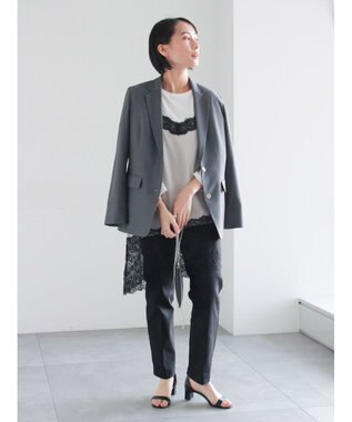 Te chichi イレギュラーヘムレイヤードレースキャミ グレー