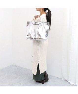 UNBILLION cachecache ソフトメタリックショッパートート シルバー