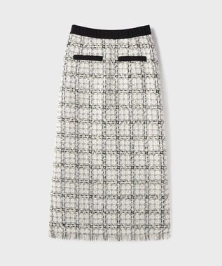 GRACE CONTINENTAL トリミングツイードスカート ホワイト