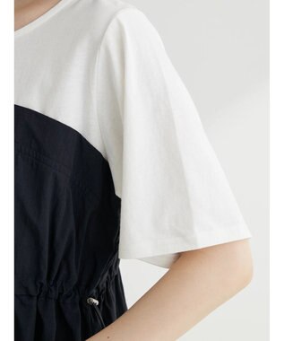 Green Parks 布帛ドッキングドロストワンピース Black