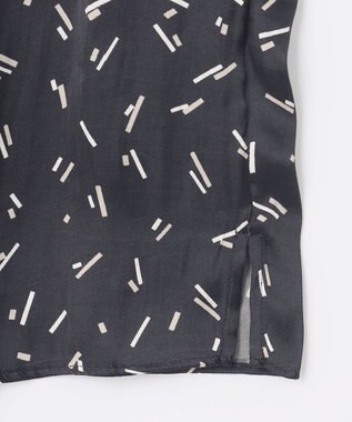 自由区 【洗える・XSサイズあり】ビンテージサテンプリント柄 ブラウス ブラック系5