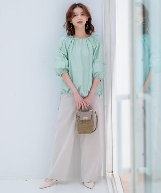 23区 【CLASSY.6月号掲載/洗える】リネンレーヨンストレッチ ワイドパンツ ベージュ系