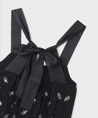 GRACE CONTINENTAL フラワー刺繍ノースリーブワンピース ブラック