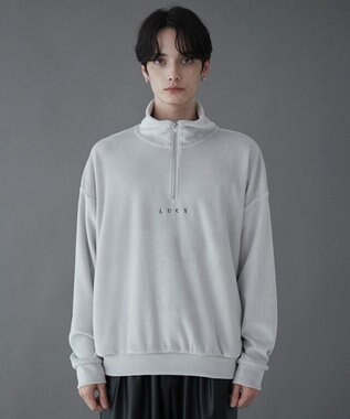 WEGO 【ユニセックス着用ITEM】マイクロシャギーワンポイントハーフZIPプルオーバー ライトグレー