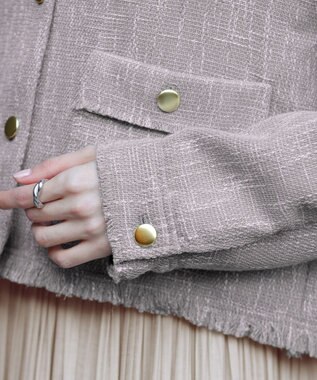 Tiaclasse 【洗える】ツイードジャケット グレージュ