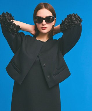 GRACE CONTINENTAL フラワーチュール切替ジャケット ブラック