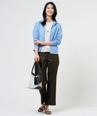 J.PRESS LADIES 【WEB限定カラーあり】SHEER LIGHT KNIT パーカー ソフトブルー系