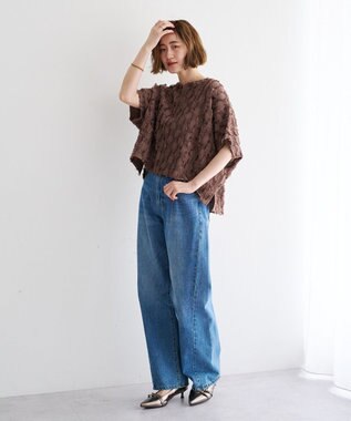 YECCA VECCA ジャガードフリンジブラウス Mocha