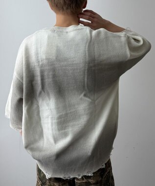 WEGO ダメージボーダーニットプルオーバー(SS) ホワイトボーダー