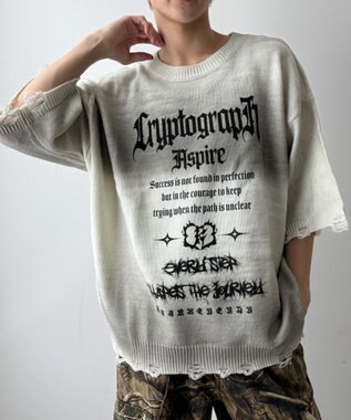 WEGO ダメージボーダーニットプルオーバー(SS) ホワイトボーダー