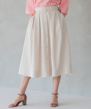 組曲 カラータフタベルト付き スカート ベージュ系