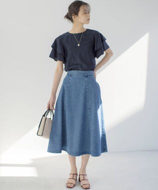 組曲 ライトデニム フレアスカート ライトインディゴ系