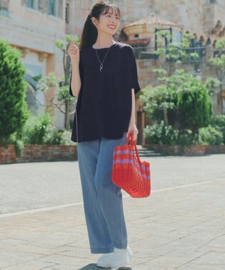 Tiaclasse L 【おのののかさん着用】冷凛(ひやりん)カノコドルマンスリーブカットソー ネイビー