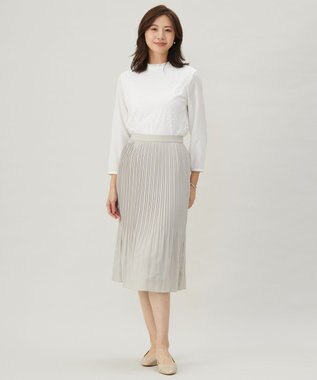 J.PRESS LADIES パウダリーツイルレースコンビ カットソー ホワイト系