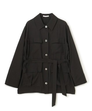 BEIGE， 【洗える】AMARYLLIS / ウエストベルトシアーサファリジャケット Black