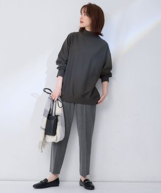 ANY 【ウエストゴム/リントラク加工/裏起毛/ストレッチ】シークレットウォーム　テーパードパンツ チャコールチェック