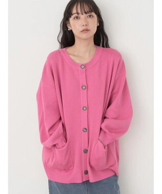 earth music&ecology クルーネックミドル丈カーディガン Pink