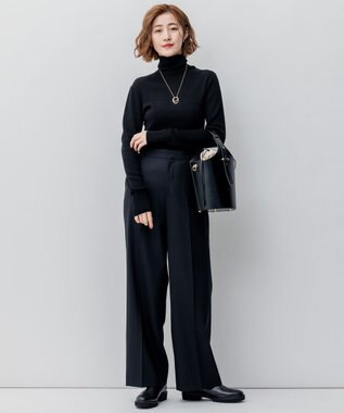 23区 L 【洗える】ウーステッドウール タートルネック ニット ブラック系