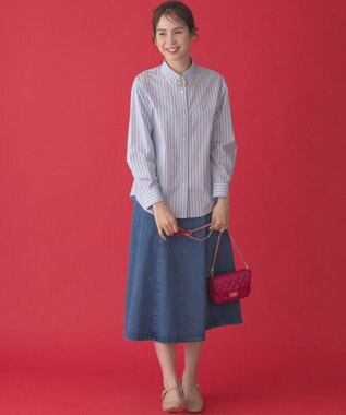 組曲 コットンシャーティング ベーシックシャツ サックスブルー系1