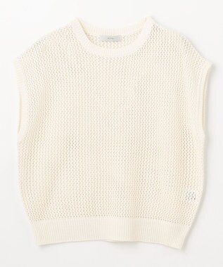 ANY フレンチスリーブメッシュニット オフ