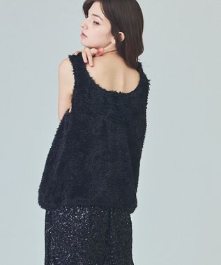 GRACE CONTINENTAL チュールフェザータンクトップ ブラック