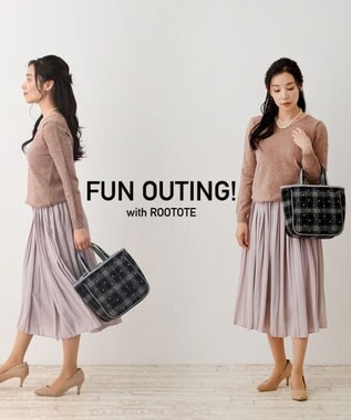 ROOTOTE 1344【フェルト生地】LT.スクエア.ドットチェック-A 01：ブラック