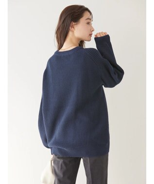 AMERICAN HOLIC 片畦クルーネックニットプルオーバー Navy